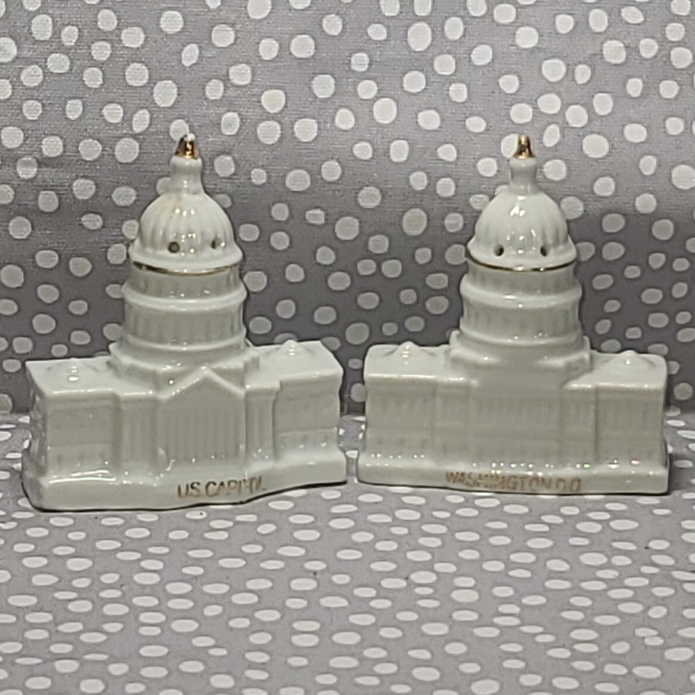 Elegant White and Gold US Capitol Salt And Pepper